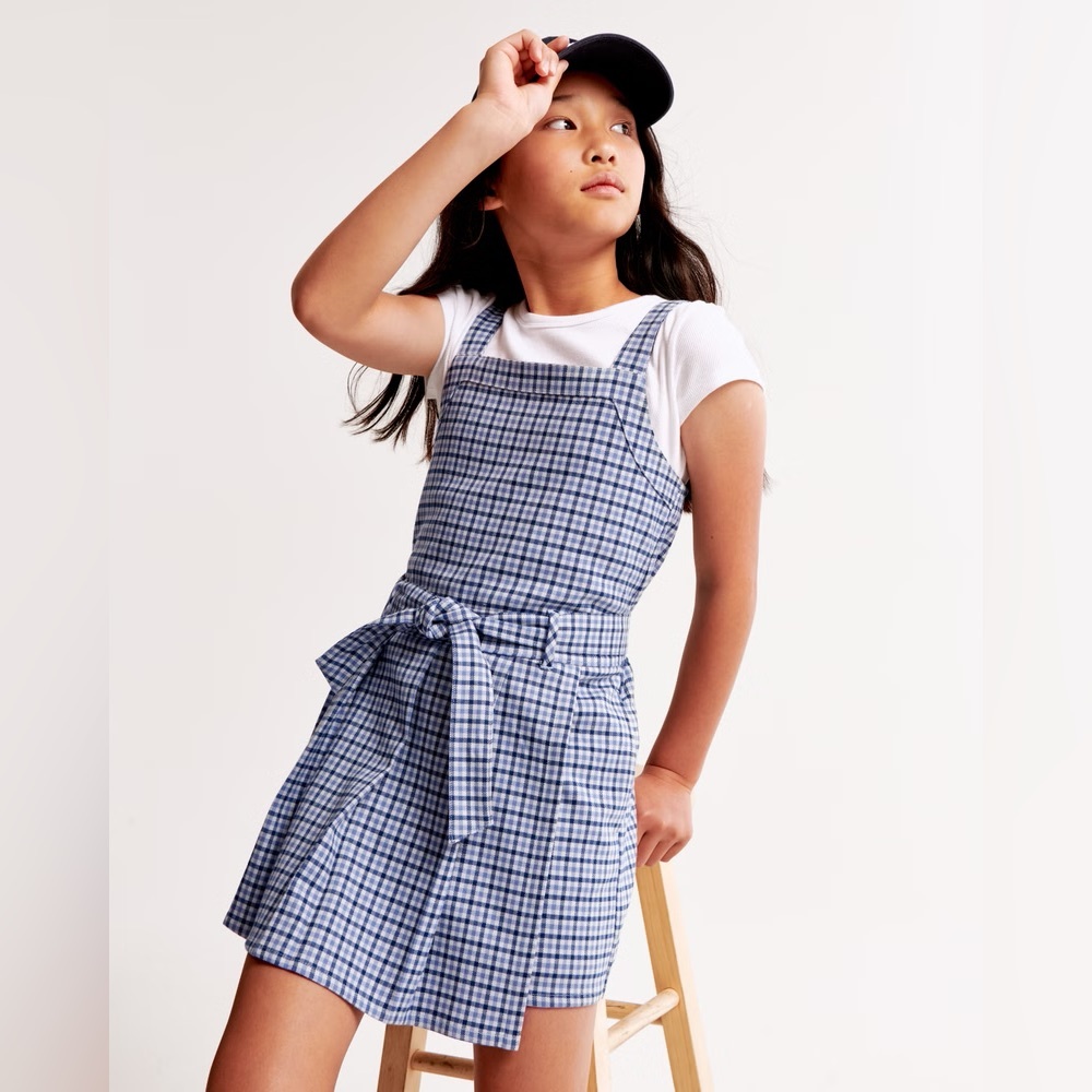 🆕 Abercrombie & Fitch kids pink romper skort belted dress size 5/6 K2 - Picture 9 of 9